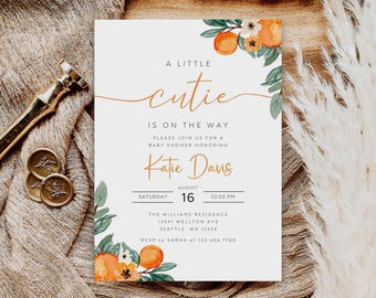 Editable Orange Citrus Baby Shower Invitation (Digital)