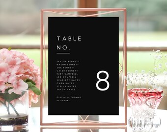 Modern Wedding Seating Chart Cards, Black Table Numbers (Digital)