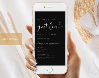 Minimalist Wedding E-vite, Black Reception Invite (Digital)