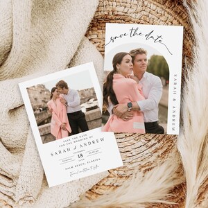 Printable Save The Date Template, Minimalist Save the Date Cards, Editable Save the Date Template, Photo Save Our Date Invitation, SD-93