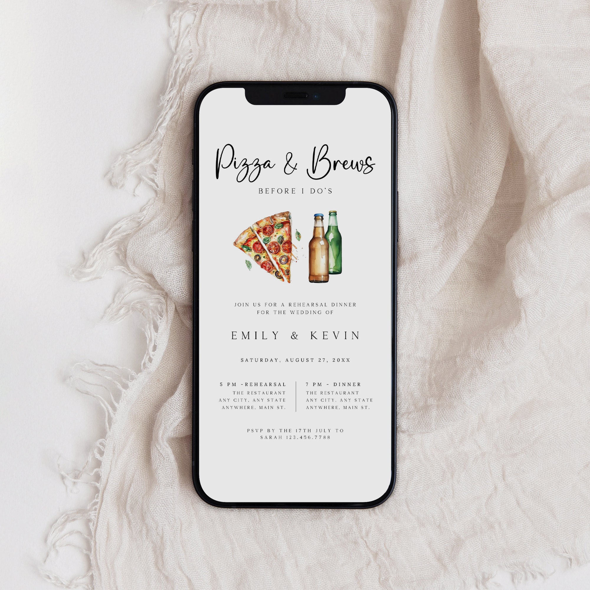 Pizza Rehearsal Dinner Invitation, Pizza & Brews, Electronic Evite