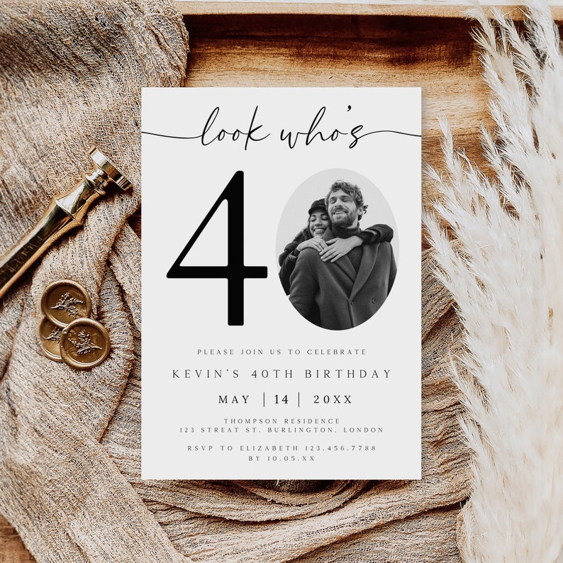 Photo 40th Birthday Invitation Template (digital Download) - Etsy