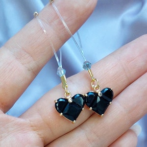 Black Heart Non-Piercing Nipple Jewelry Set: Earrings, Non-painful Nipple Dangles, Mature