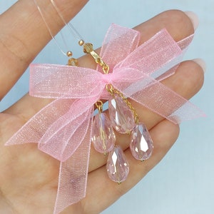 Playful adult accessory, Pink bows nipple dangles, Non painful nipple clips, Exquisite Nipple Adornments - best surprise for beloved, Mature