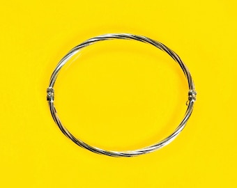 18K Yellow Gold Tube 3mm Diameter Made Italy Bangle