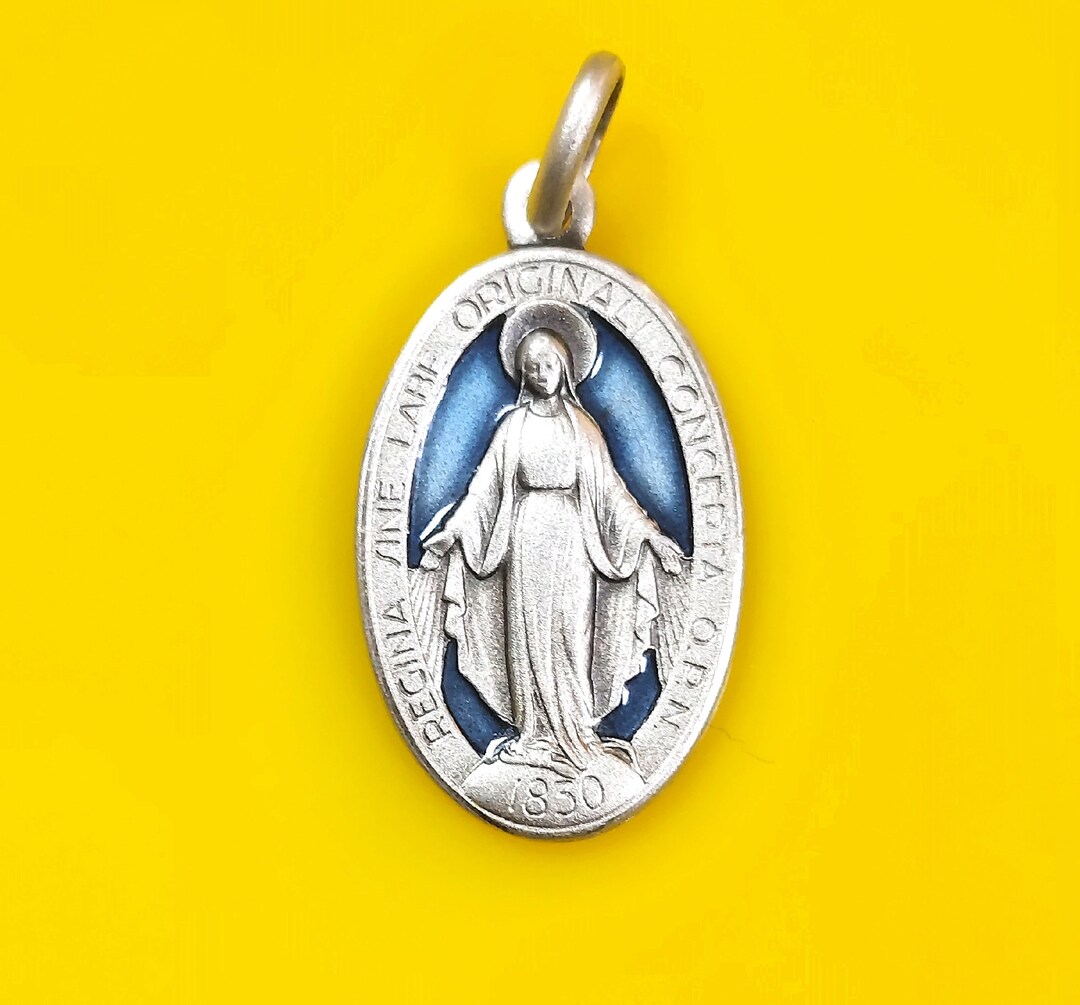 Virgin Mary Our Lady of the Miraculous 925 Sterling Silver Enamel 3D ...