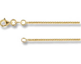 10K Yellow White Gold Diamond Cut Wheat Chain Made Italy Chain, 1.25mm Thich