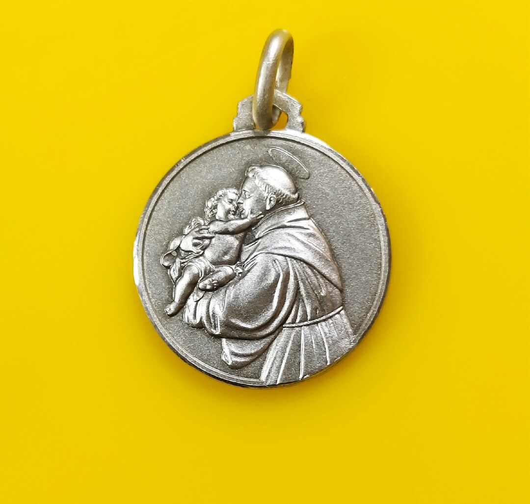 Saint Anthony of Padua Medal 18mm Size 3D Design 925 Silver Pendant