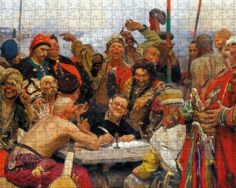 Jigsaw puzzles «Zaporozhian Cossacks by Illya Ripyn» 500 pieces, Ukrainian Art collection