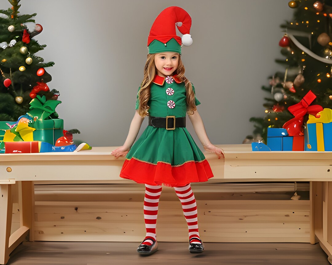 Green Elf Cosplay Costume Christmas Season Family Costume Christmas Carnival Fancy Dress Adult