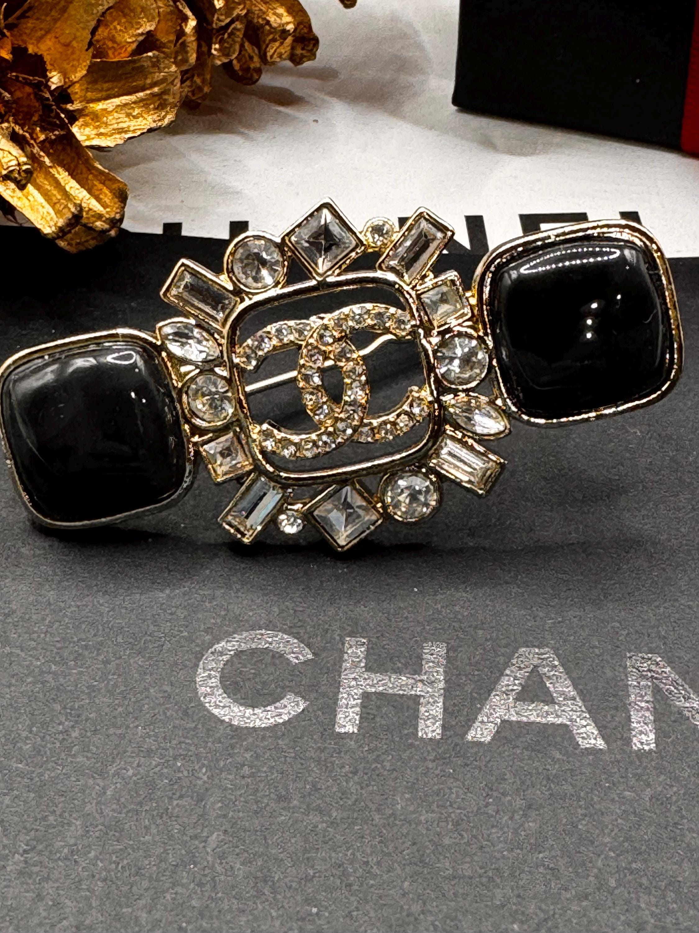 Chanel Black Brooch - Etsy