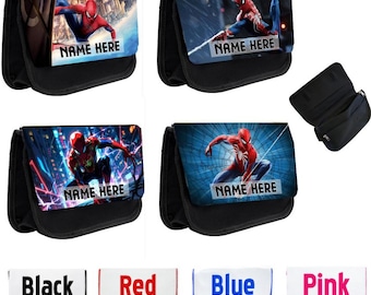 Estuche para lápices personalizado (personalizado) de Spiderman Hero con 2 cremalleras, regalo para niños de la escuela