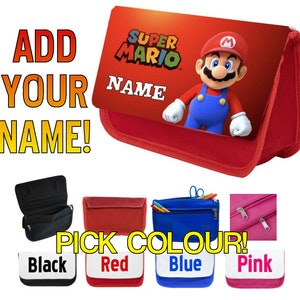 PERSONNALISÉ (Personnalisé) Nintendo MARIO Pencil Case Bag - Cadeau de Noël pour les écoliers