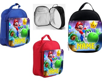 Pranzo al sacco personalizzato per bambini Mario con qualsiasi nome, scatola di merenda scolastica per bambini da viaggio