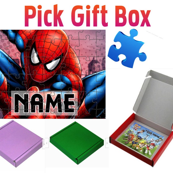 PERSONALISED Spiderman Super Hero Jigsaw Puzzle - Add Custom Name - 18cm by 13cm