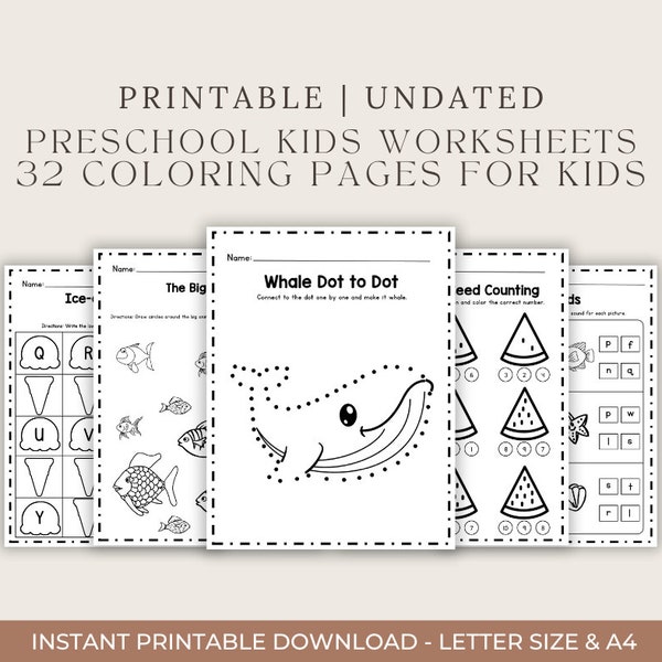 Toddler Learning Activity Sheets, Preschool Printables, Educational Activity Pack, Summer Worksheets, Sensory Activities, Toddler Learning