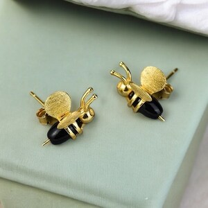 Honey Bee Earrings in Sterling Silver | Goldfish Jewellery Design Studio