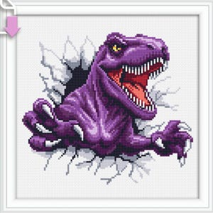 T-Rex Dinosaur cross stitch pattern PDF download Tyrannosaurus rex cross stitch chart, Dinosaur pattern digital PDF, Jurassic animals #A43