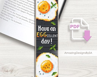 Cookbook bookmark cross stitch pattern PDF download Fried egg cross stitch chart, Funny Quote bookmark pattern digital #A37