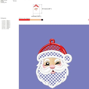 FSL Santa earrings machine embroidery design download, Free Standing Lace Christmas pattern digital embroidery files, FSL Santa head #A46 image 3