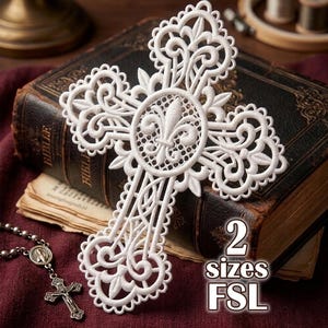 FSL Cross Machine Embroidery Design Download, Free Standing Lace Christian Ornament, Religious Bible Bookmark, Easter Embroidery File #A105