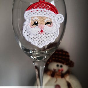 FSL Santa earrings machine embroidery design download, Free Standing Lace Christmas pattern digital embroidery files, FSL Santa head #A46 image 6