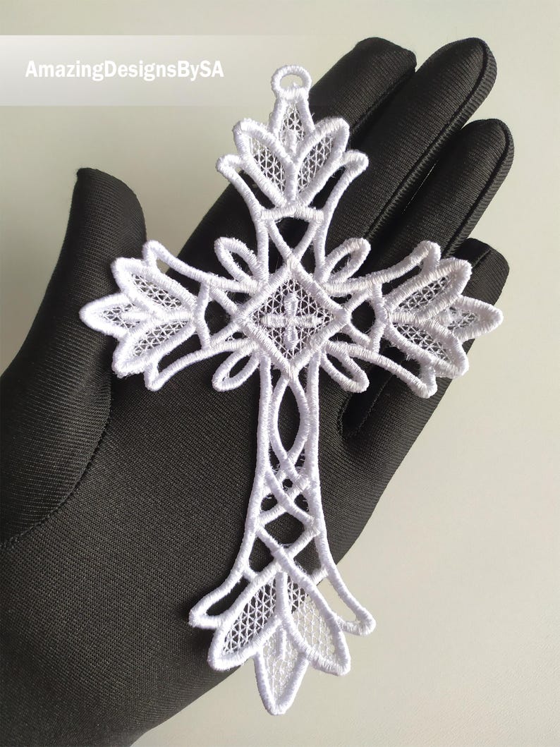 FSL Cross Machine Embroidery Design, Free Standing Lace Religious ...