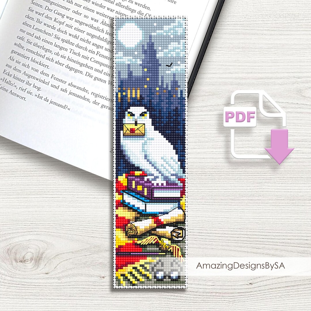 Fantasy Bookmark Cross Stitch Pattern PDF Download Fairy Barn Owl Cross ...