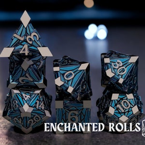 Metal Dice Set DnD RPGs | Polyhedral Shattered Glass Design | Dungeons & Fantasy Gaming