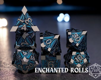 Metal Dice Set DnD RPGs | Polyhedral Shattered Glass Design | Dungeons & Fantasy Gaming