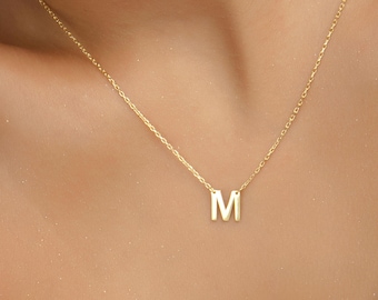 Custom Initial Necklace, 14K Gold Letter Pendant, Personalized Gift for Her, Christmas Gifts, 21th Birthday Gifts, Bridesmaid Jewelry