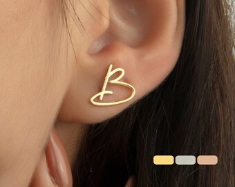 14K Gold Initial Earrings, Custom Earrings, Personalized Earrings, Letter Earrings, Stud Earrings, Mothers Day, Minimalist, Gift for Her