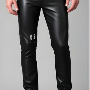 Pantalones de cuero negros para hombre: cuero genuino, hechos a mano y totalmente personalizables, estilo motero, ropa de fiesta para hombre, corte ajustado, calidad superior