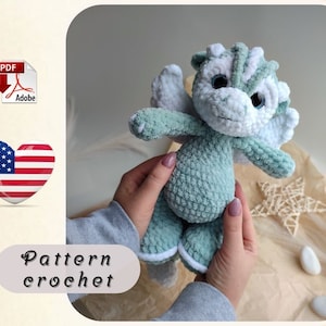 DIY Dragon Amigurumi Crochet Pattern - Cute Dino Toy - English Patterns - Instant Download