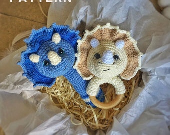 CROCHET PATTERN Rattle 2 in 1 Little Dino