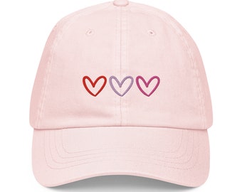 Three Hearts Baseball Hat, In Pink!
