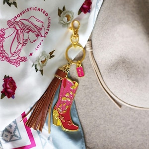 Rodeo Glam Cowgirl Boot Keychain | Glitter Charm Cowgirl Boot | Country Keychain | Western Gift for Her