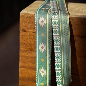 Evergreen Aztec Wrist Scarf – Reversible 100% Silk | Southwestern Copper & Evergreen Design | Country Chic Gift