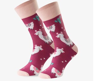 Happy llama Animal Print Unisex Socks, Funny Socks, Socks, Men Socks, Crazy Socks, Colorful Socks, Gift Idea, Perfect Gift, Mismatched Socks