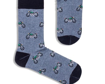 Motocross Biker Cross Motorcycle Men Socks, Funny Socks, Cozy Socks, Crazy Socks, Colorful Socks, Gift Idea, Perfect Gift, Mismatched Socks