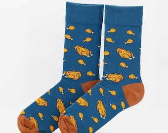 Fried Grill Chicken Unisex Socks, Funny Socks, Cozy Socks, Men Socks, Crazy Socks, Colorful Socks, Gift Idea, Perfect Gift, Mismatched Socks