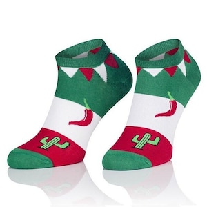 Mexico Cactus Hot Pepper Herensokken, Grappige Sokken, Gezellige Sokken, Herensokken, Gekke Sokken, Kleurrijke Sokken, Cadeauidee, Perfect Cadeau, Niet-overeenkomende Sokken