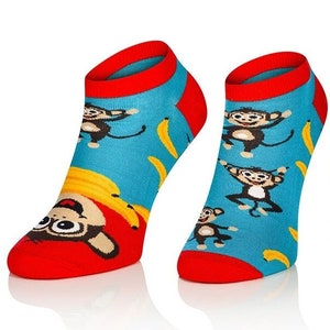 Calcetines de mujer Happy Monkey Banana, calcetines divertidos, calcetines acogedores, calcetines de hombre, calcetines locos, calcetines coloridos, idea de regalo, regalo perfecto, calcetines no coincidentes