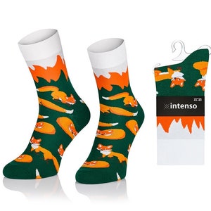 Happy Fox Foxes Calcetines para hombres, Calcetines divertidos, Calcetines acogedores, Calcetines para hombres, Calcetines locos, Calcetines coloridos, Idea de regalo, Regalo perfecto, Calcetines no coincidentes