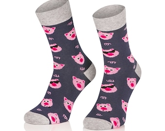 Piggy Happy Cool Pig Men Socks, Funny Socks, Cozy Socks, Men Socks, Crazy Socks, Colorful Socks, Gift Idea, Perfect Gift, Mismatched Socks