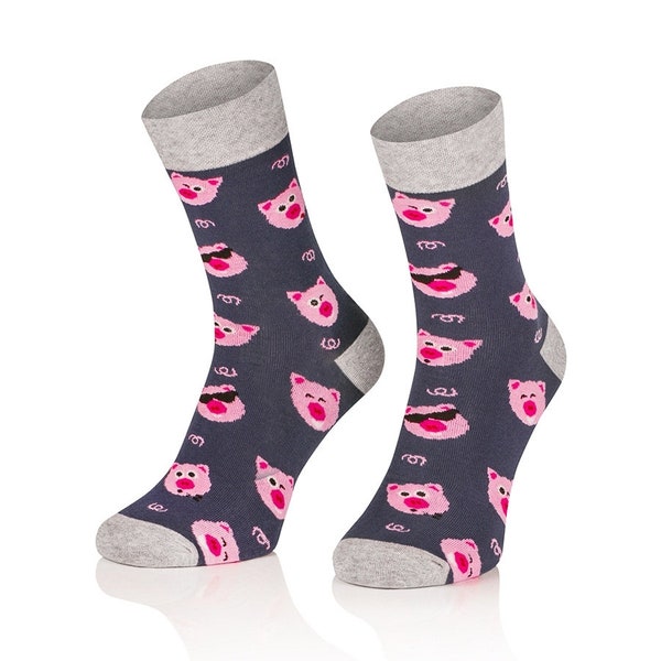 Piggy Happy Cool Pig Men Socks, Funny Socks, Cozy Socks, Men Socks, Crazy Socks, Colorful Socks, Gift Idea, Perfect Gift, Mismatched Socks