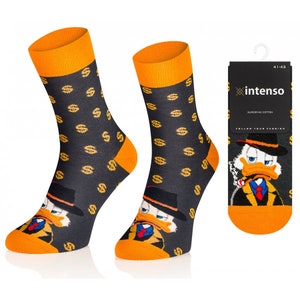Scrooge Duck Lucky Dollars Men Socks, Unisex Socks, Funny Socks, Socks, Men Socks, Colorful Socks, Gift Idea, Perfect Gift, Mismatched Socks