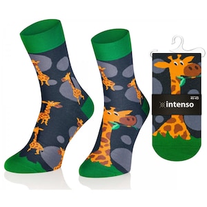 Happy Giraffe Men Socks, Funny Socks, Cozy Socks, Men Socks, Crazy Socks, Colorful Socks, Gift Idea, Perfect Gift, Mismatched Socks