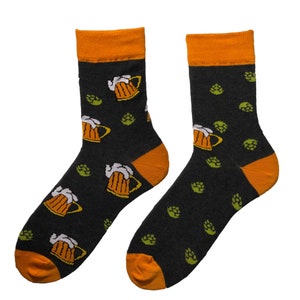 Beer Mug Pint of Beer Hop Unisex Socks, Funny Socks, Cozy Socks, Men Socks, Socks, Colorful Socks, Gift Idea, Perfect Gift, Mismatched Socks