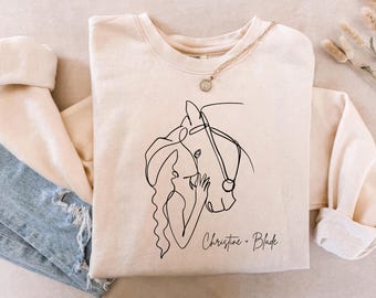 Sudadera personalizada con nombre de jinete y caballo occidental, sudadera ecuestre, sudadera personalizada, regalo para amantes de los caballos
